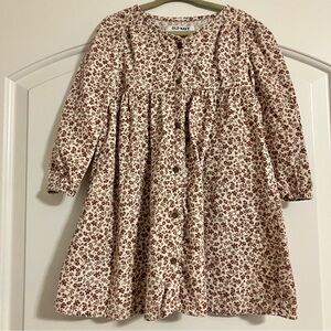 Old Navy Girls Sz 4T Boho Cottage Core White/ Plum Floral Corduroy Dress